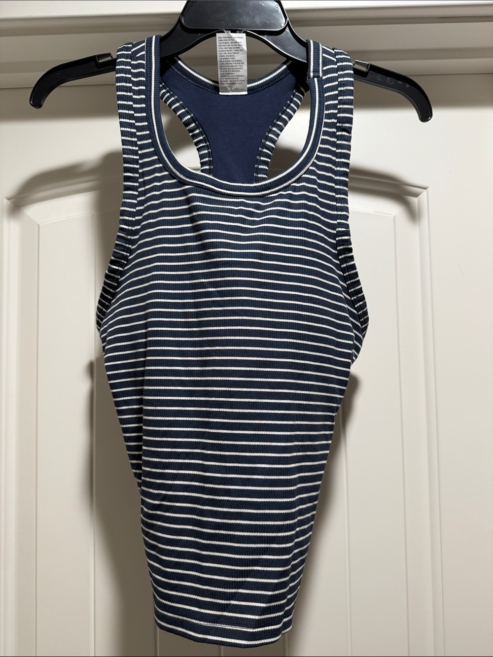 all in motion Navy and White Modal Striped Support Racerback Tank